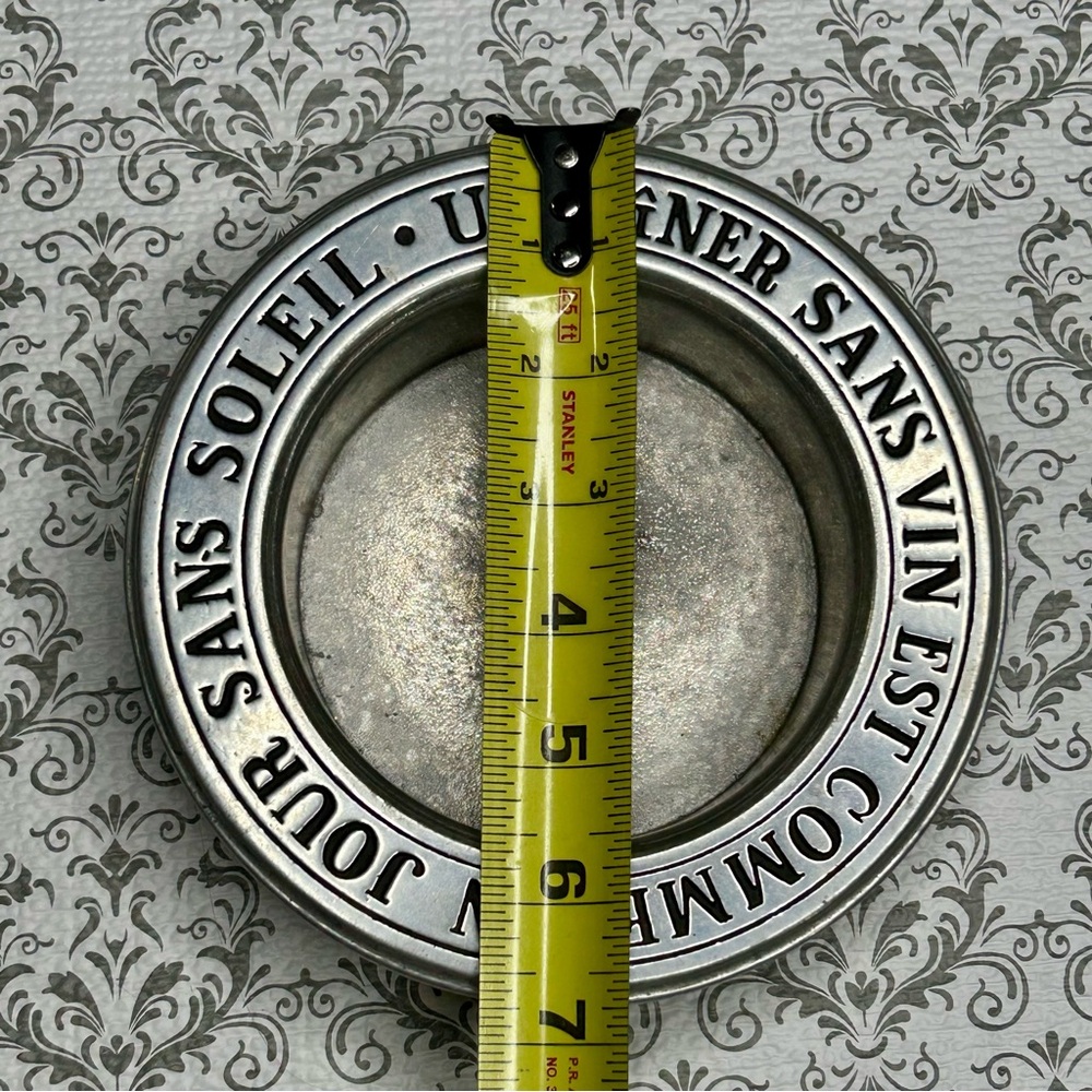 Vintage Wilton Armetale Wine Bottle Coaster with French Text - Picture 6 of 9